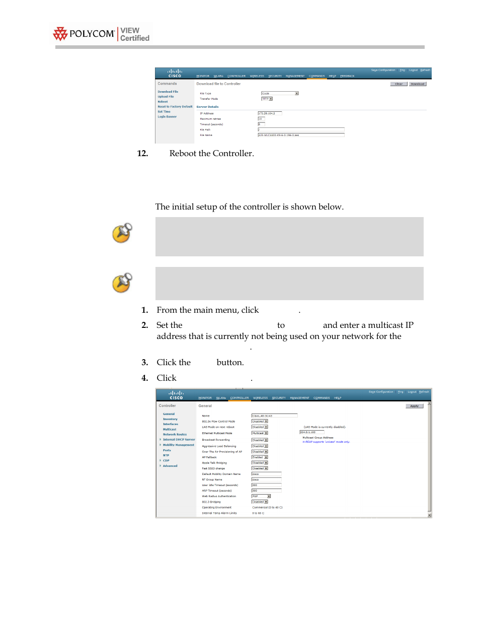 Controller setup | Polycom 4400 User Manual | Page 26 / 40