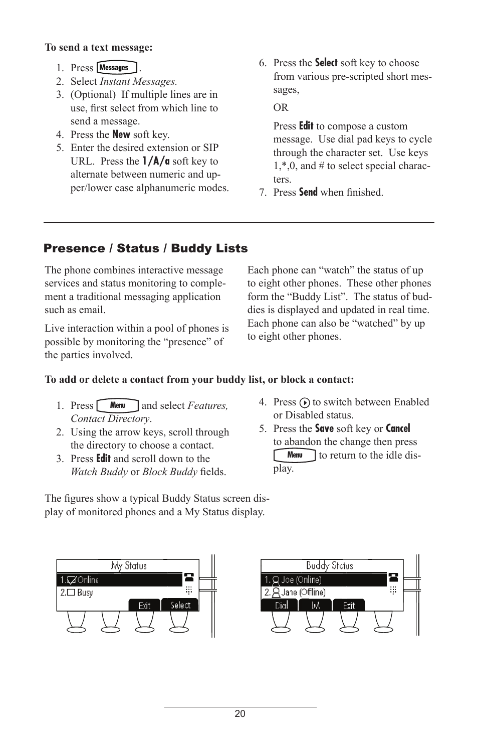 Presence / status / buddy lists | Polycom IP 430 User Manual | Page 23 / 31