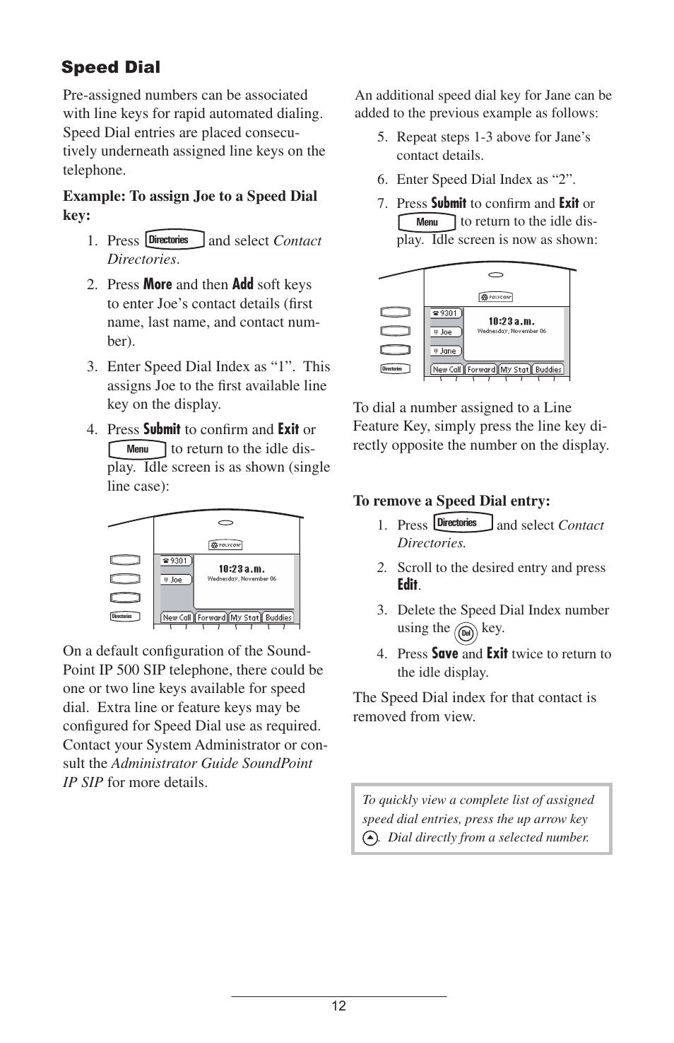 Speed dial, Edit, Save | Exit | Polycom IP 500 User Manual | Page 15 / 25