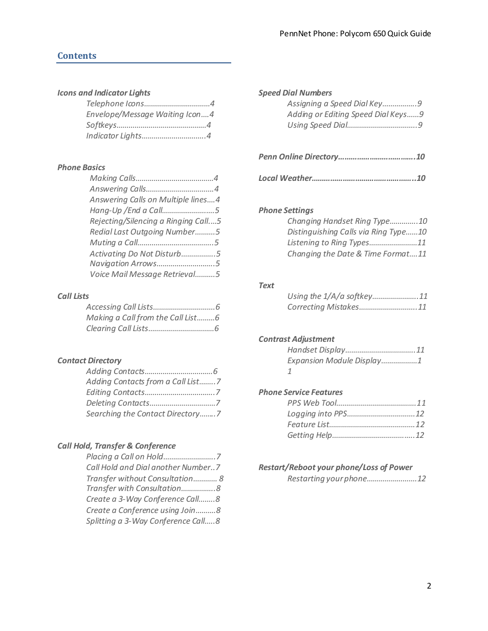 Polycom PENNNET 650 User Manual | Page 2 / 12