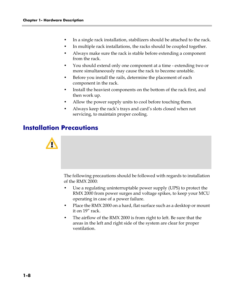 Installation precautions, Installation precautions -8 | Polycom DOC2558C User Manual | Page 14 / 45