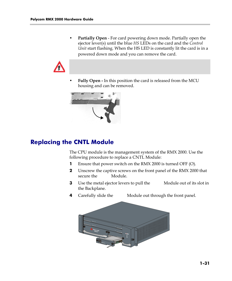 Replacing the cntl module, Replacing the cntl module -31 | Polycom DOC2558C User Manual | Page 37 / 45