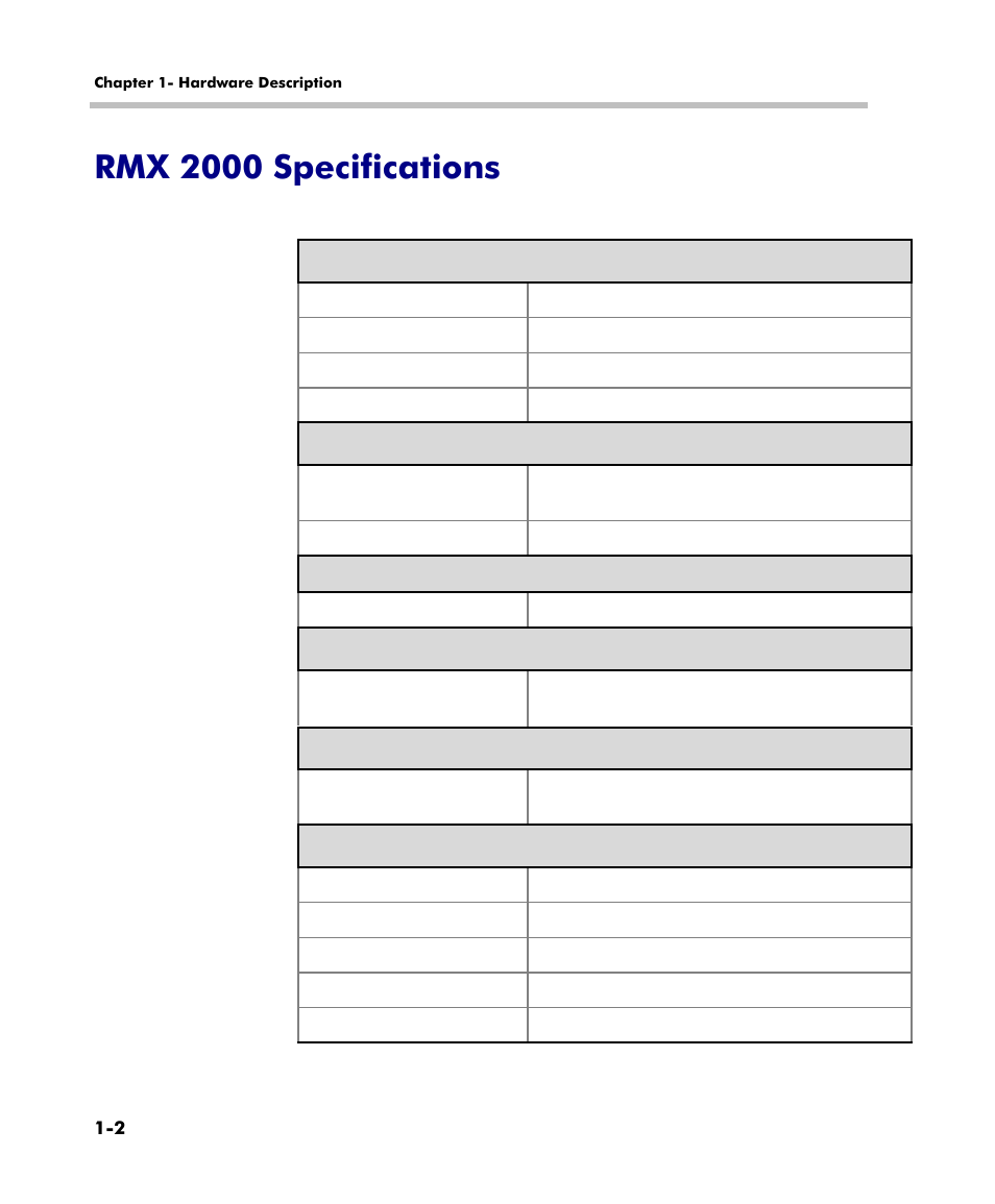 Rmx 2000 specifications, Rmx 2000 specifications -2 | Polycom DOC2558C User Manual | Page 8 / 45