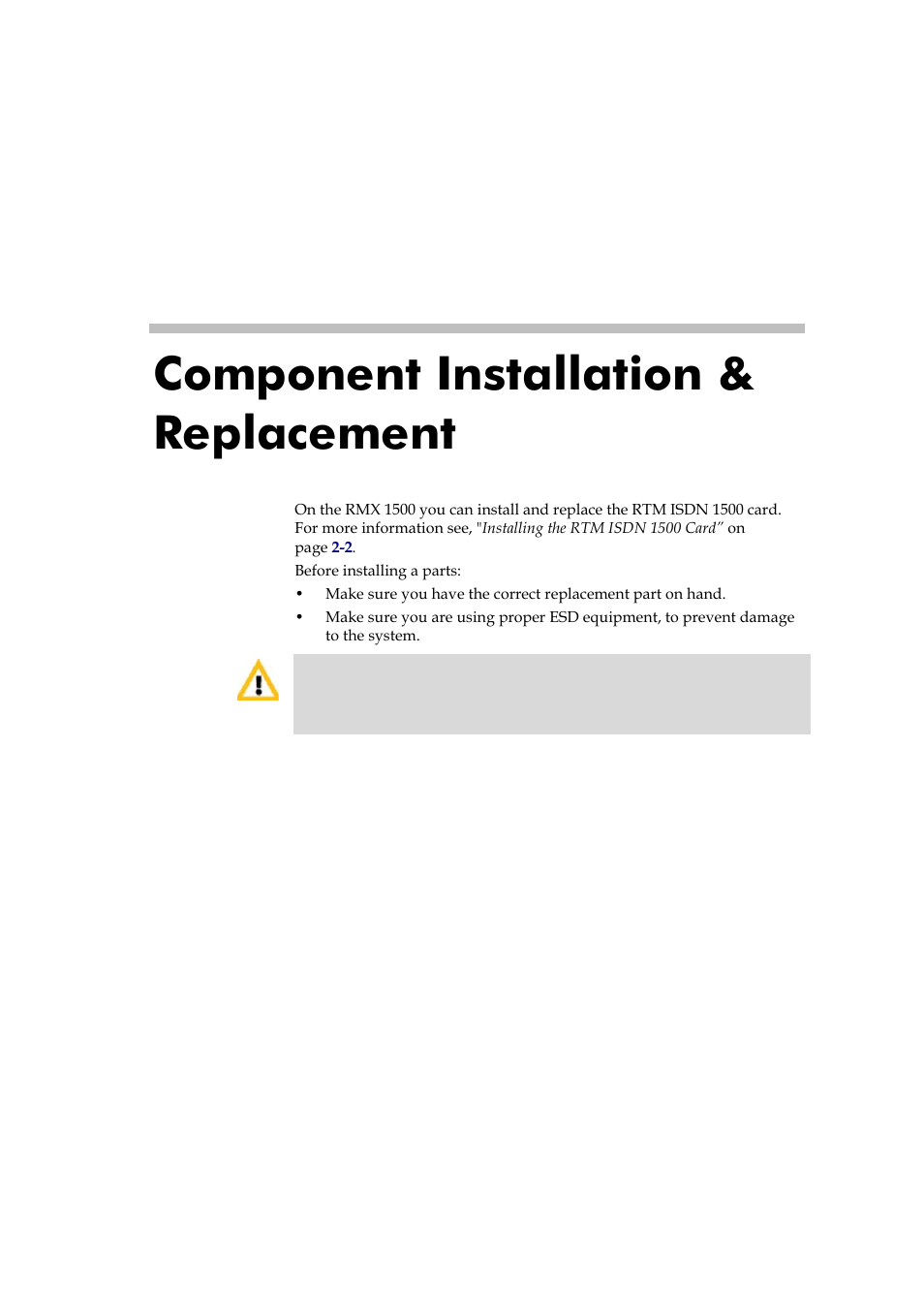 Component installation & replacement -1, Component installation & replacement | Polycom DOC2557B User Manual | Page 25 / 29