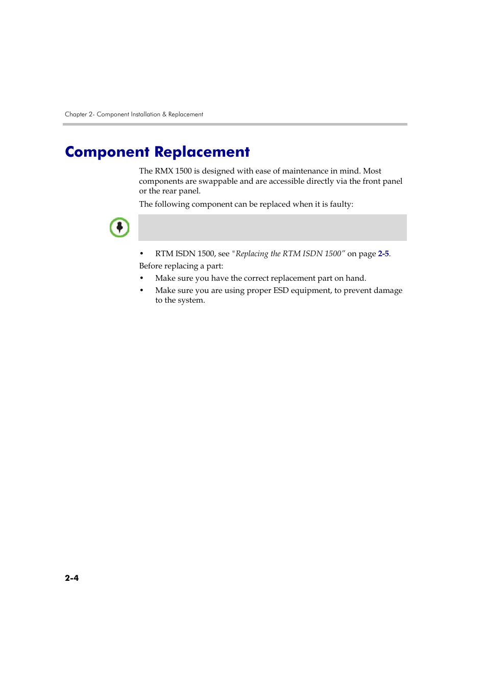 Component replacement -4, Component replacement | Polycom DOC2557B User Manual | Page 28 / 29