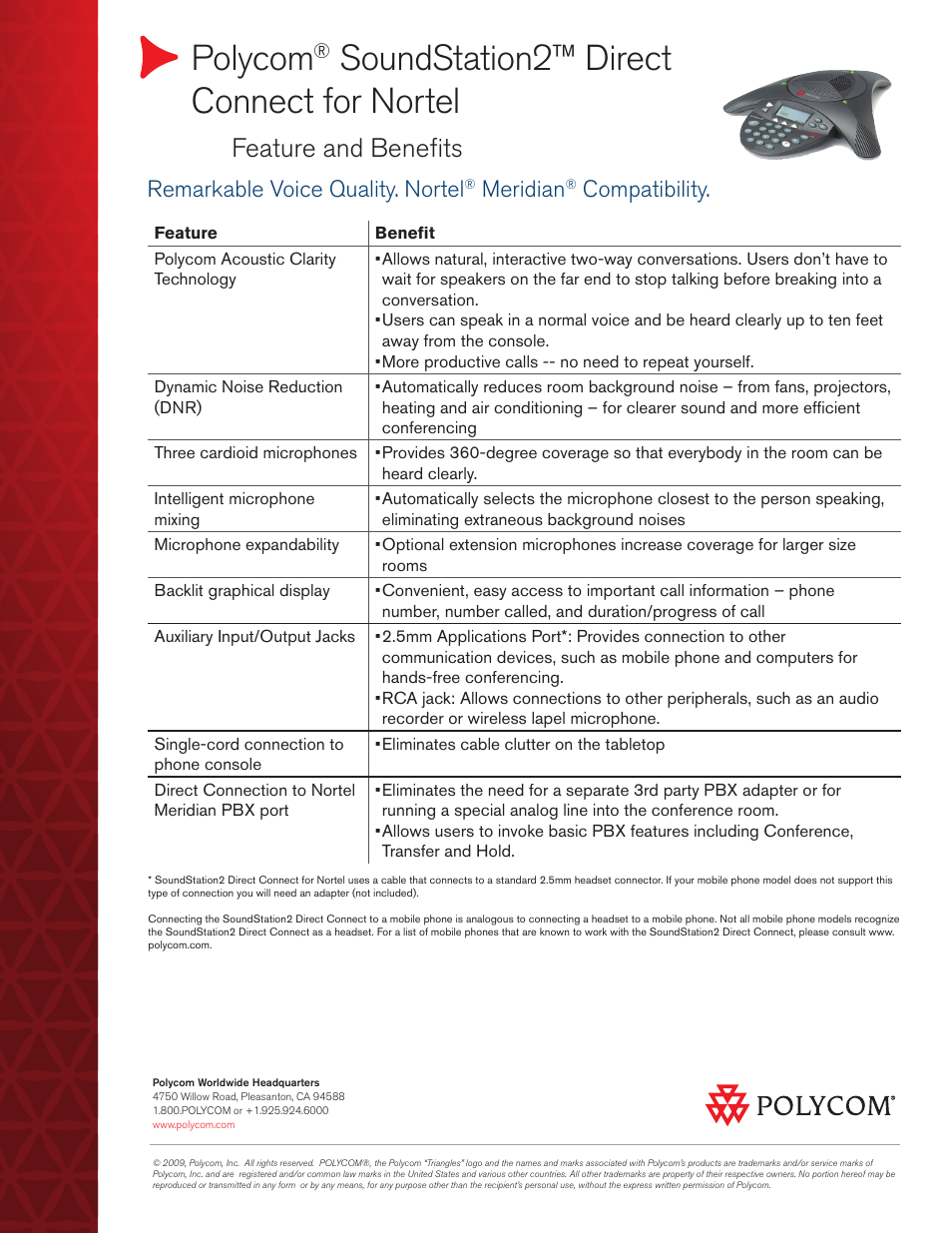 Polycom SoundStation2 Nortel User Manual | 1 page