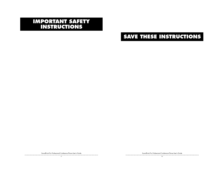 Important safety instructions, Save these instructions | Polycom SoundPoint Pro SE-225 User Manual | Page 2 / 28