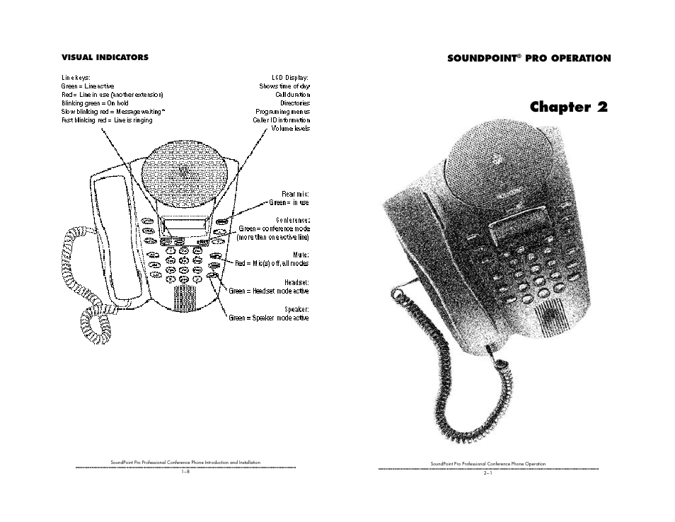 Chapter 2, Soundpoint, Pro operation | Polycom SoundPoint Pro SE-225 User Manual | Page 9 / 28