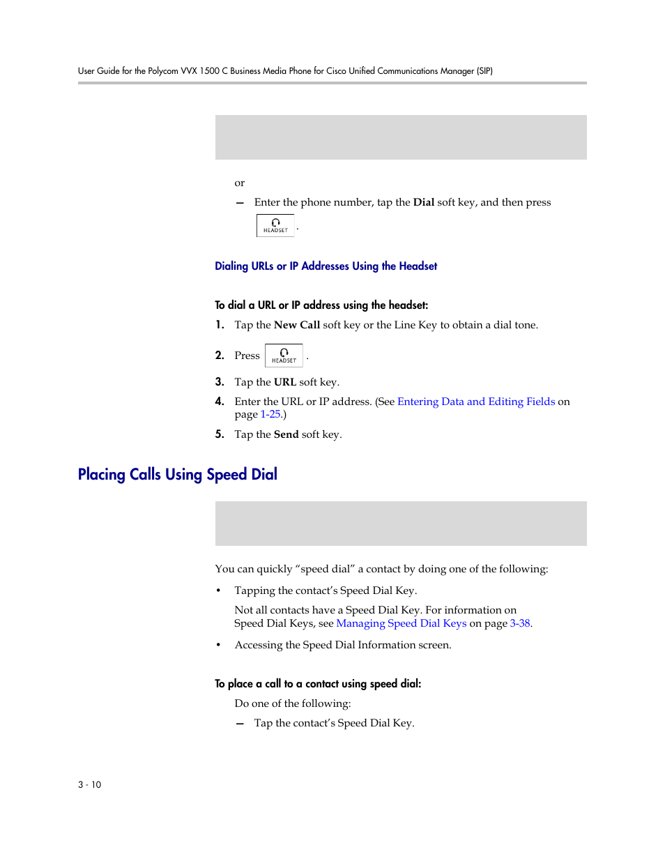 Placing calls using speed dial, Placing calls using speed dial -10 | Polycom VVX 1500 C Business Media Phone for Cisco Unified Communications Manager (SIP) User Manual | Page 120 / 192