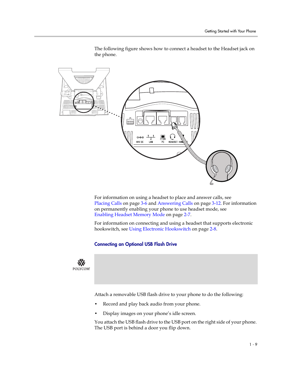 Connecting an optional usb flash drive | Polycom VVX 1500 C Business Media Phone for Cisco Unified Communications Manager (SIP) User Manual | Page 17 / 192