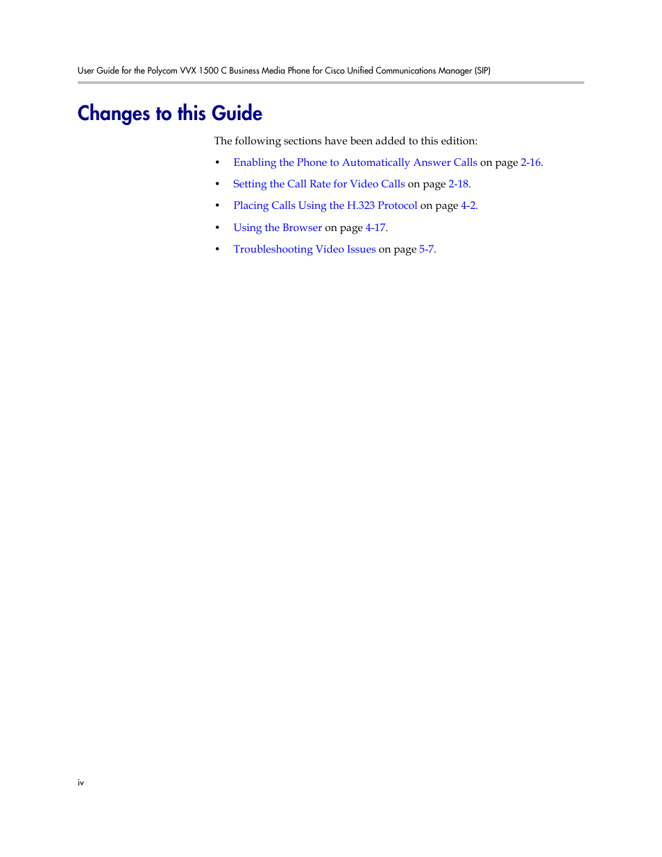 Changes to this guide | Polycom VVX 1500 C Business Media Phone for Cisco Unified Communications Manager (SIP) User Manual | Page 4 / 192