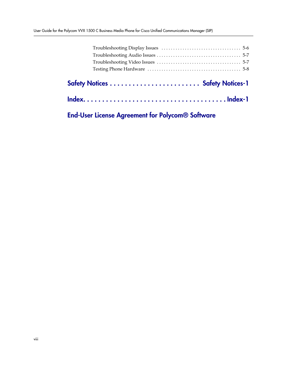 Polycom VVX 1500 C Business Media Phone for Cisco Unified Communications Manager (SIP) User Manual | Page 8 / 192