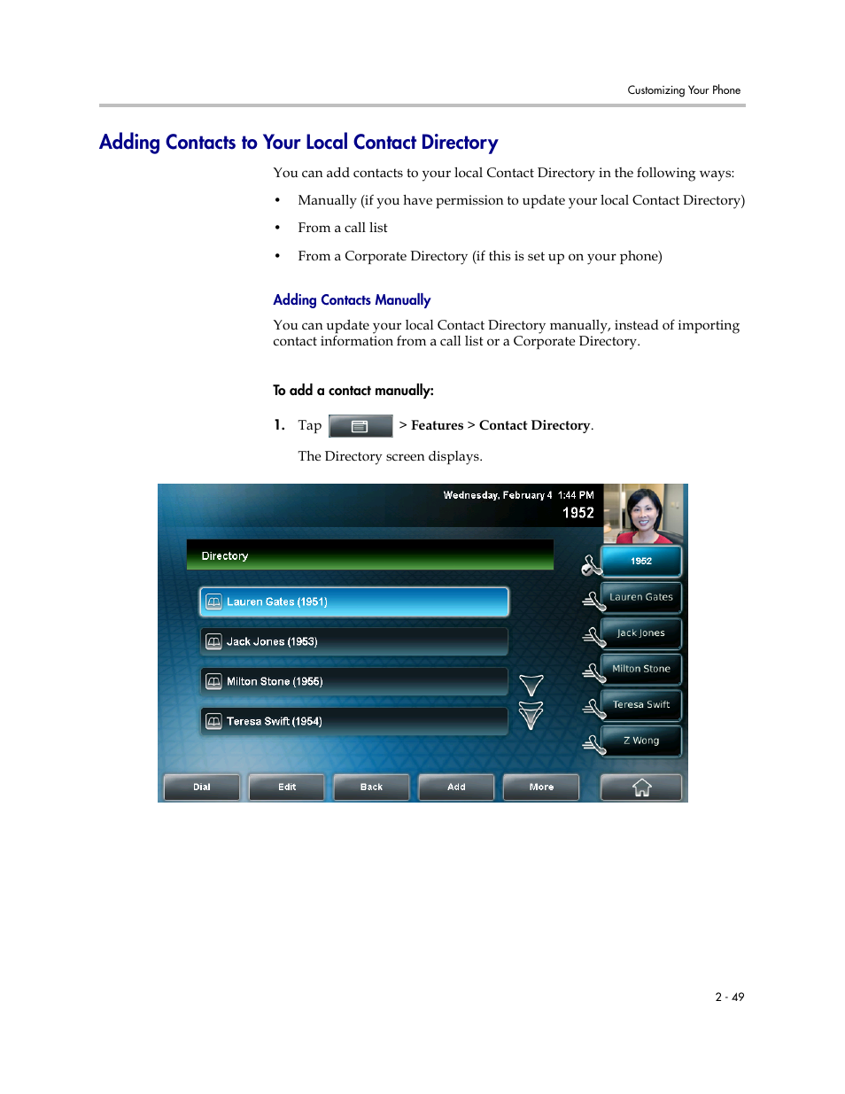 Adding contacts to your local contact directory | Polycom VVX 1500 C Business Media Phone for Cisco Unified Communications Manager (SIP) User Manual | Page 87 / 192