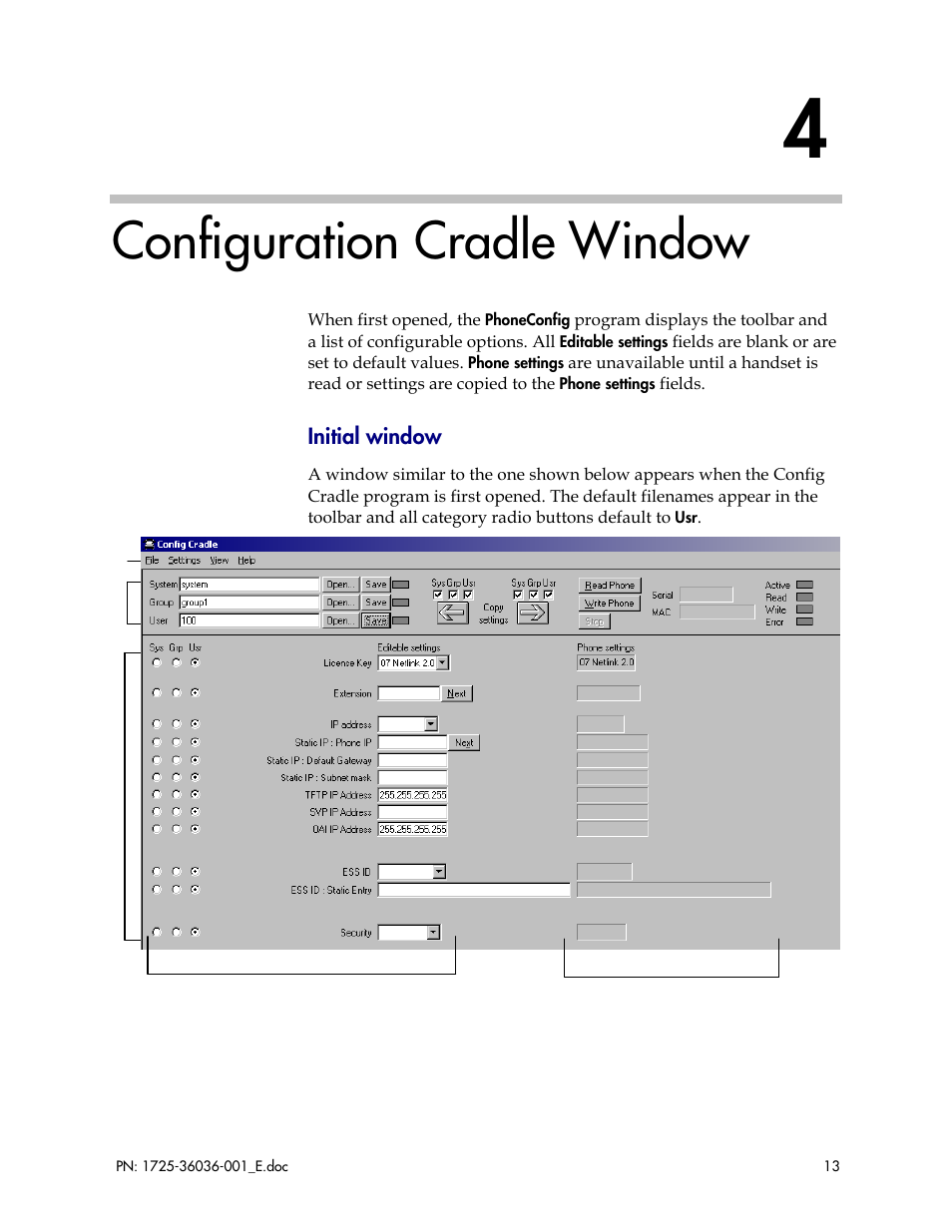 Configuration cradle window | Polycom SpectraLink 1725-36036-001_E User Manual | Page 13 / 29