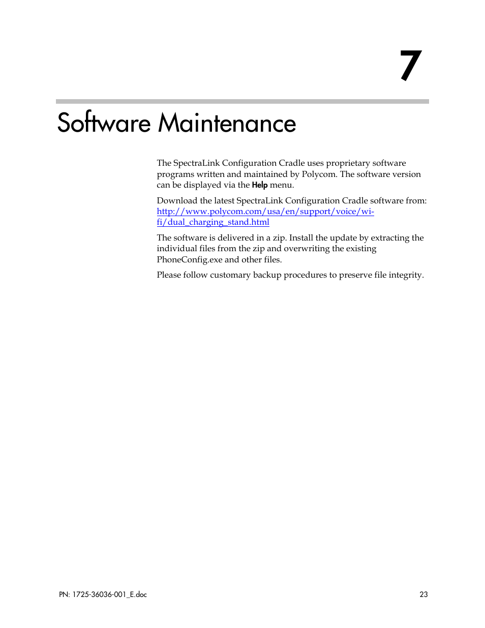 Software maintenance | Polycom SpectraLink 1725-36036-001_E User Manual | Page 23 / 29