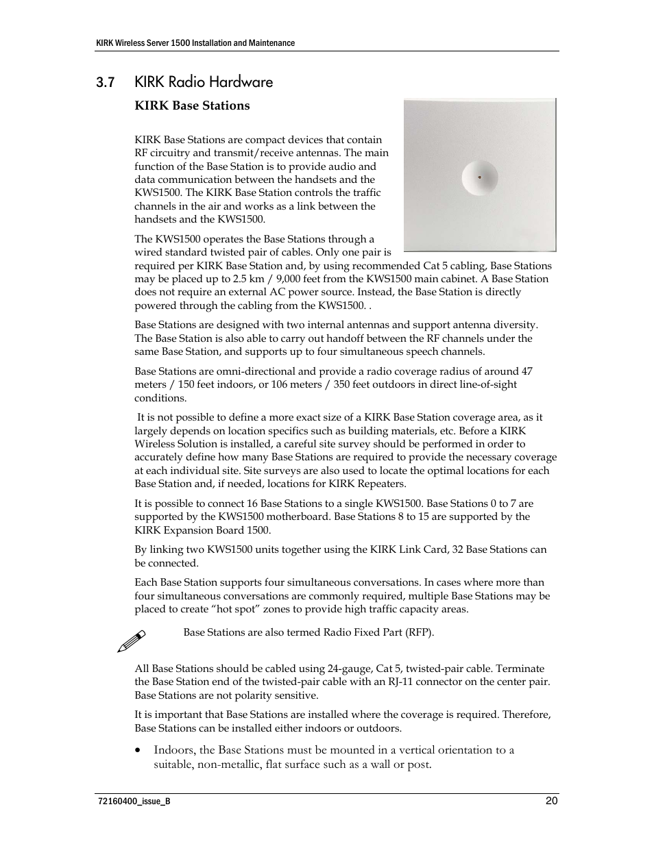 Kirk radio hardware | Polycom KIRK KWS1500 User Manual | Page 20 / 48