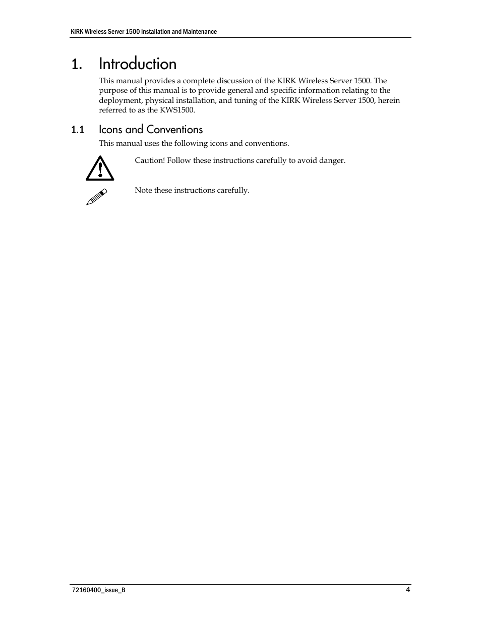 Introduction, Icons and conventions | Polycom KIRK KWS1500 User Manual | Page 4 / 48