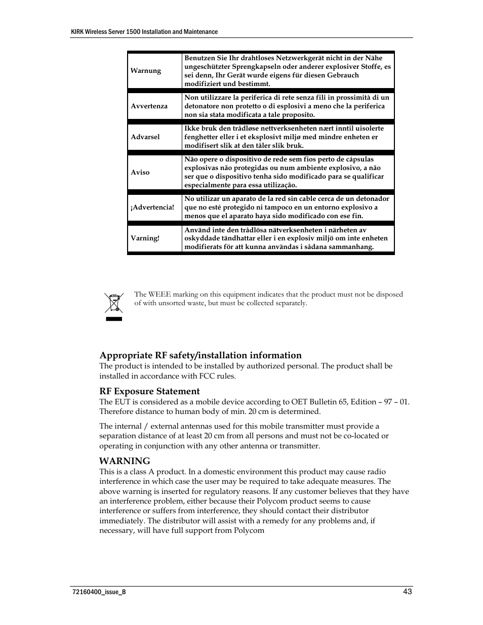 Polycom KIRK KWS1500 User Manual | Page 43 / 48