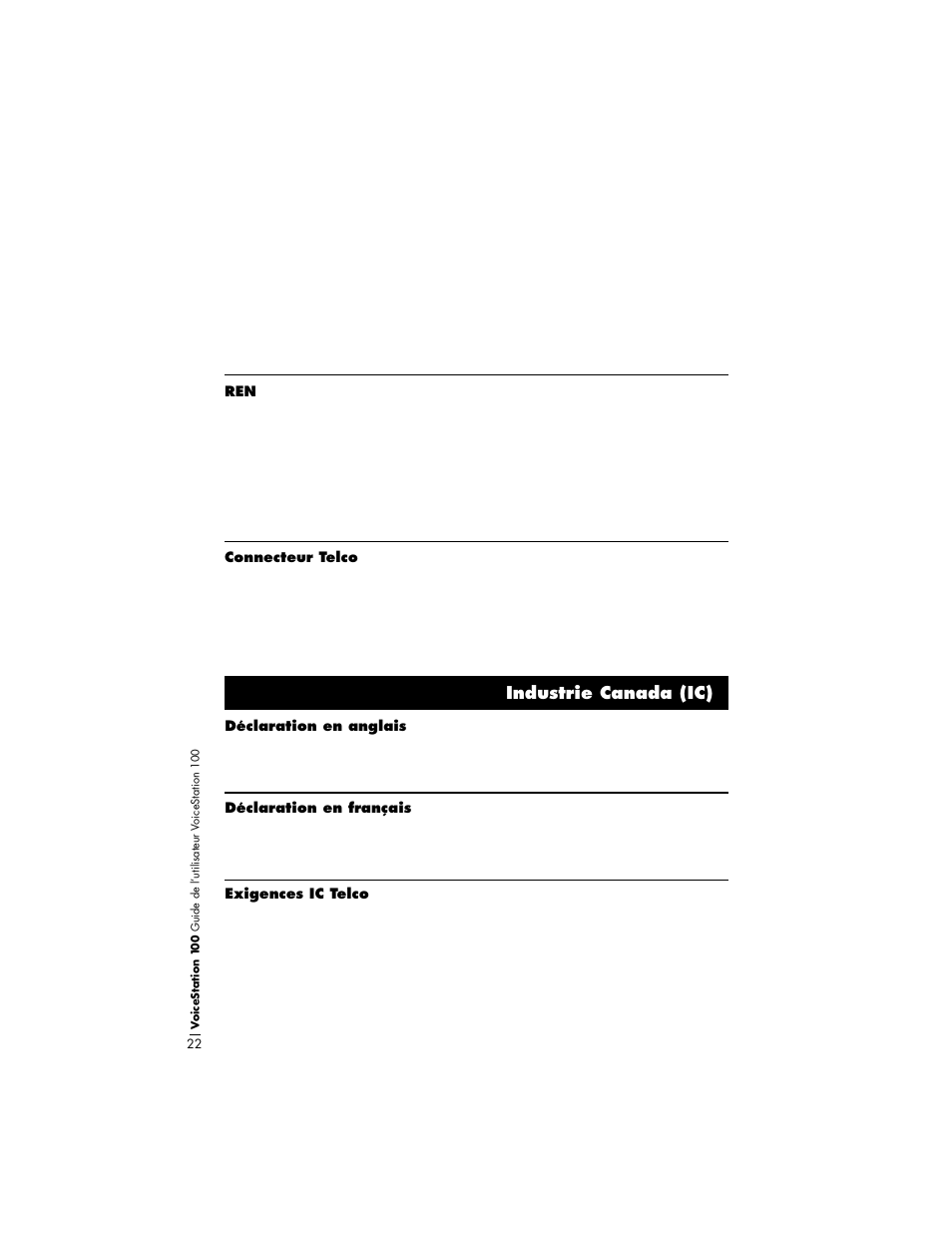 Industrie canada (ic) | Polycom TM 100 User Manual | Page 26 / 41
