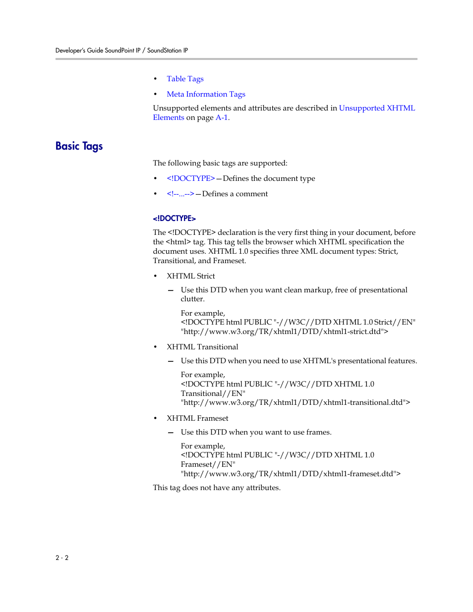 Basic tags, Basic tags –2 | Polycom SIP 3.0.2 User Manual | Page 12 / 36