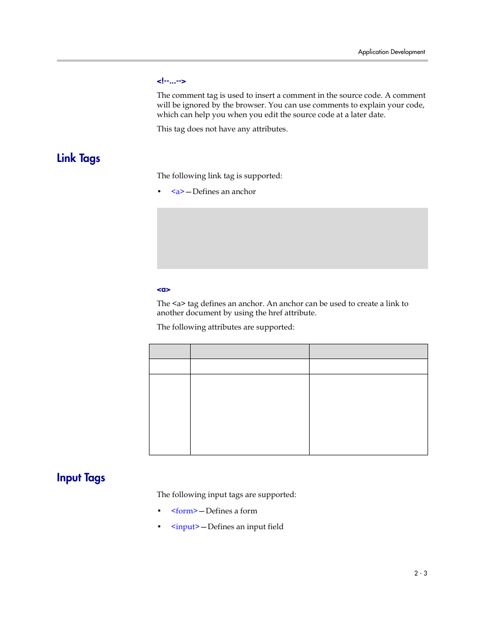 Link tags, Input tags, Link tags –3 input tags –3 | Polycom SIP 3.0.2 User Manual | Page 13 / 36