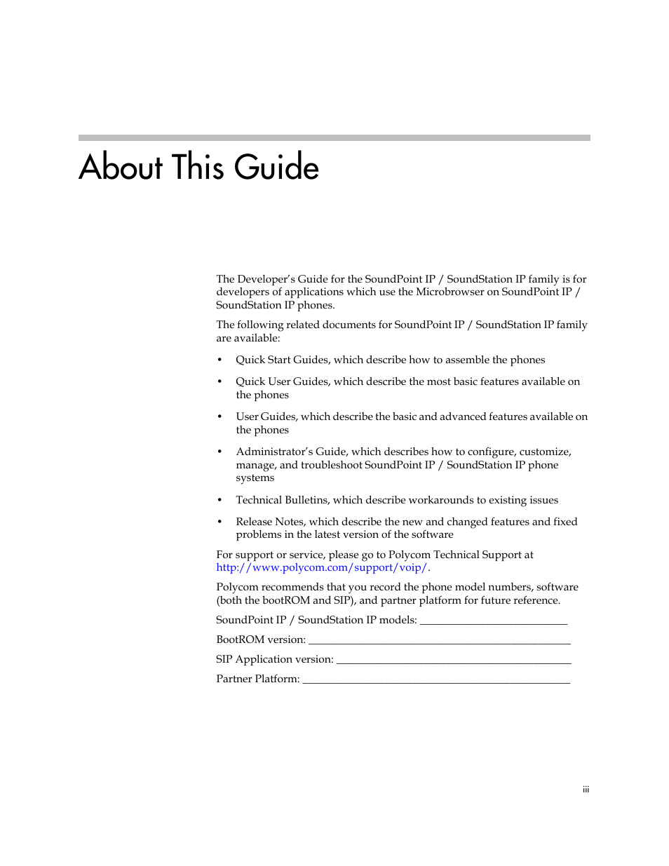 About this guide | Polycom SIP 3.0.2 User Manual | Page 3 / 36