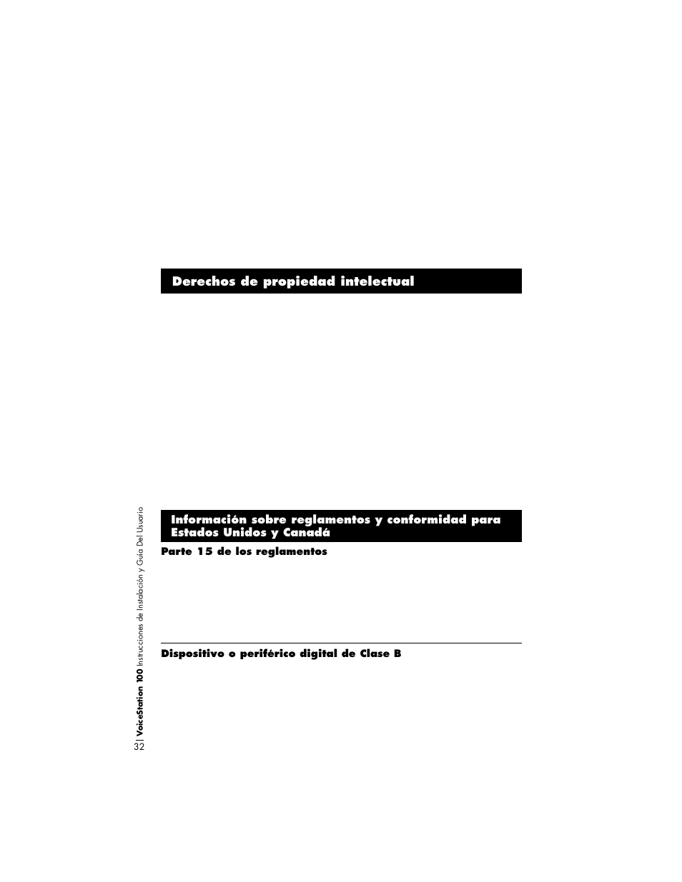 Derechos de propiedad intelectual | Polycom Pollycom Voicestation 100 User Manual | Page 36 / 41