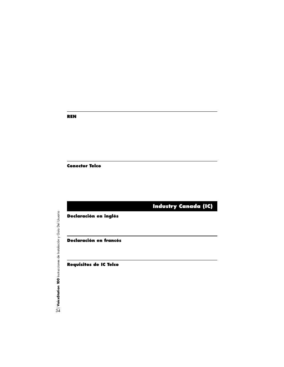 Industry canada (ic) | Polycom Pollycom Voicestation 100 User Manual | Page 38 / 41