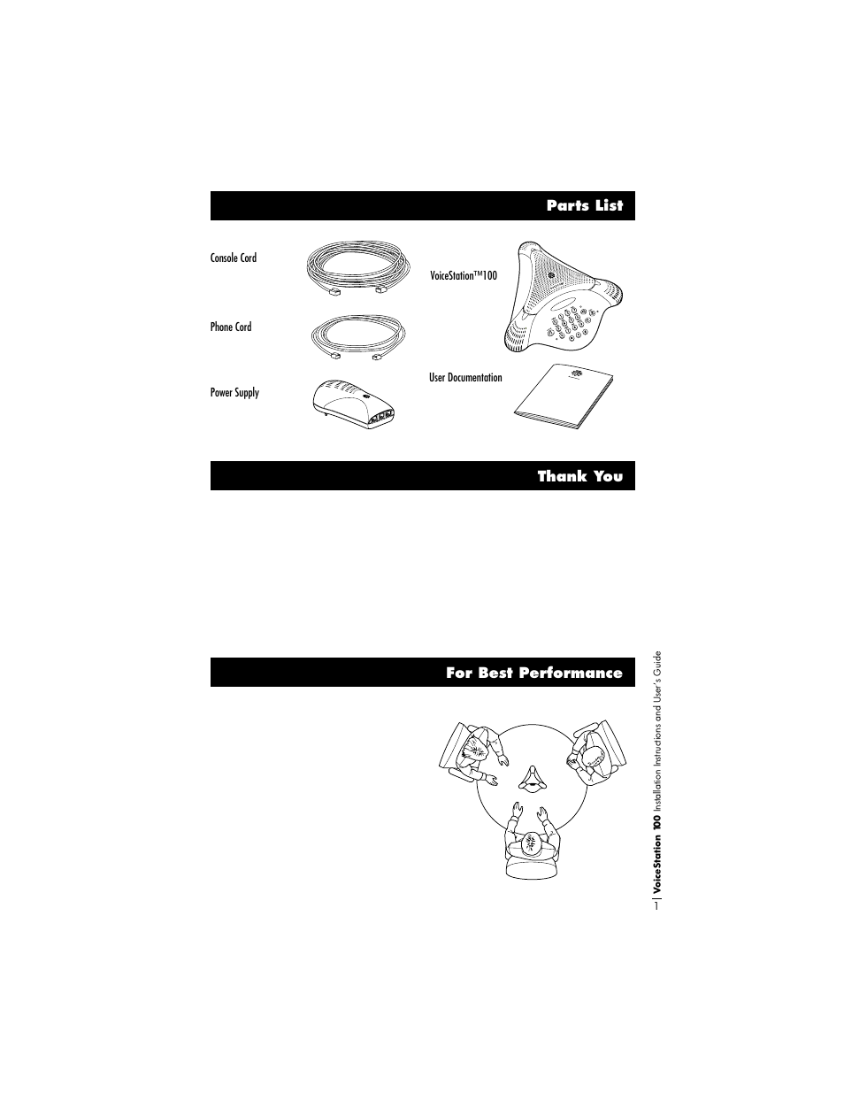 For best performance parts list | Polycom Pollycom Voicestation 100 User Manual | Page 5 / 41