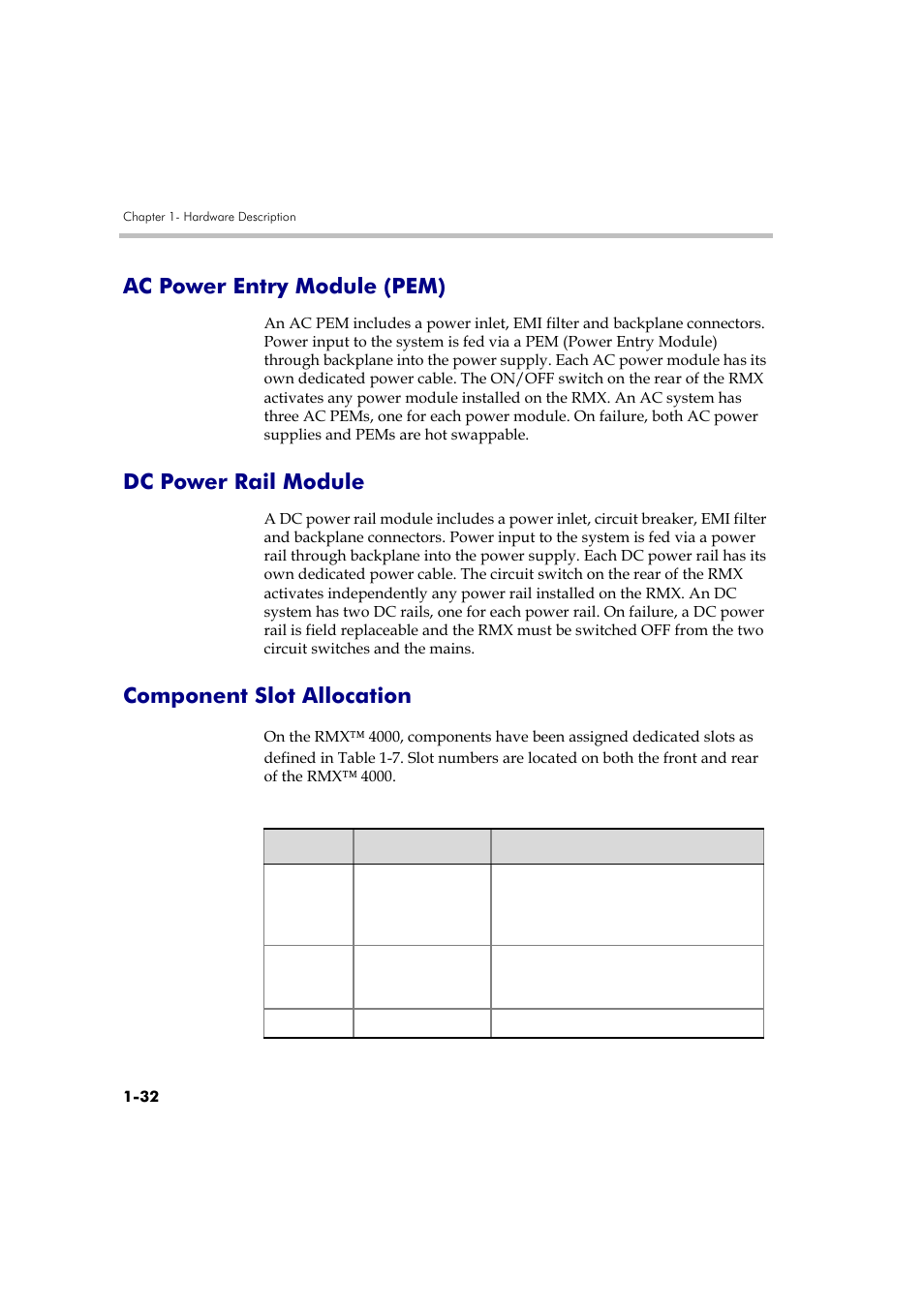 Ac power entry module (pem), Dc power rail module, Component slot allocation | Polycom DOC2559A User Manual | Page 38 / 65