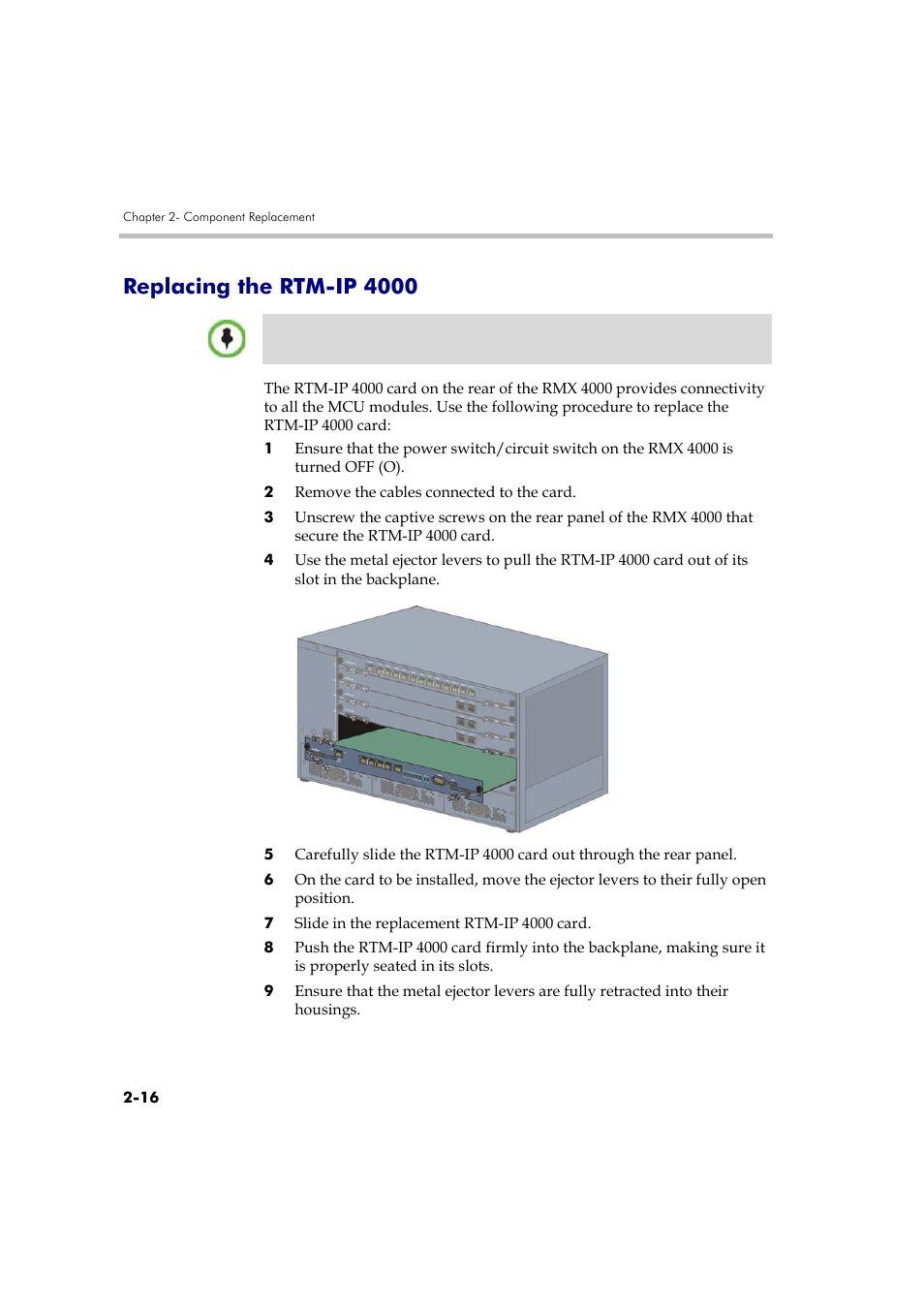 Replacing the rtm-ip 4000, Replacing the rtm-ip 4000 -16 | Polycom DOC2559A User Manual | Page 62 / 65