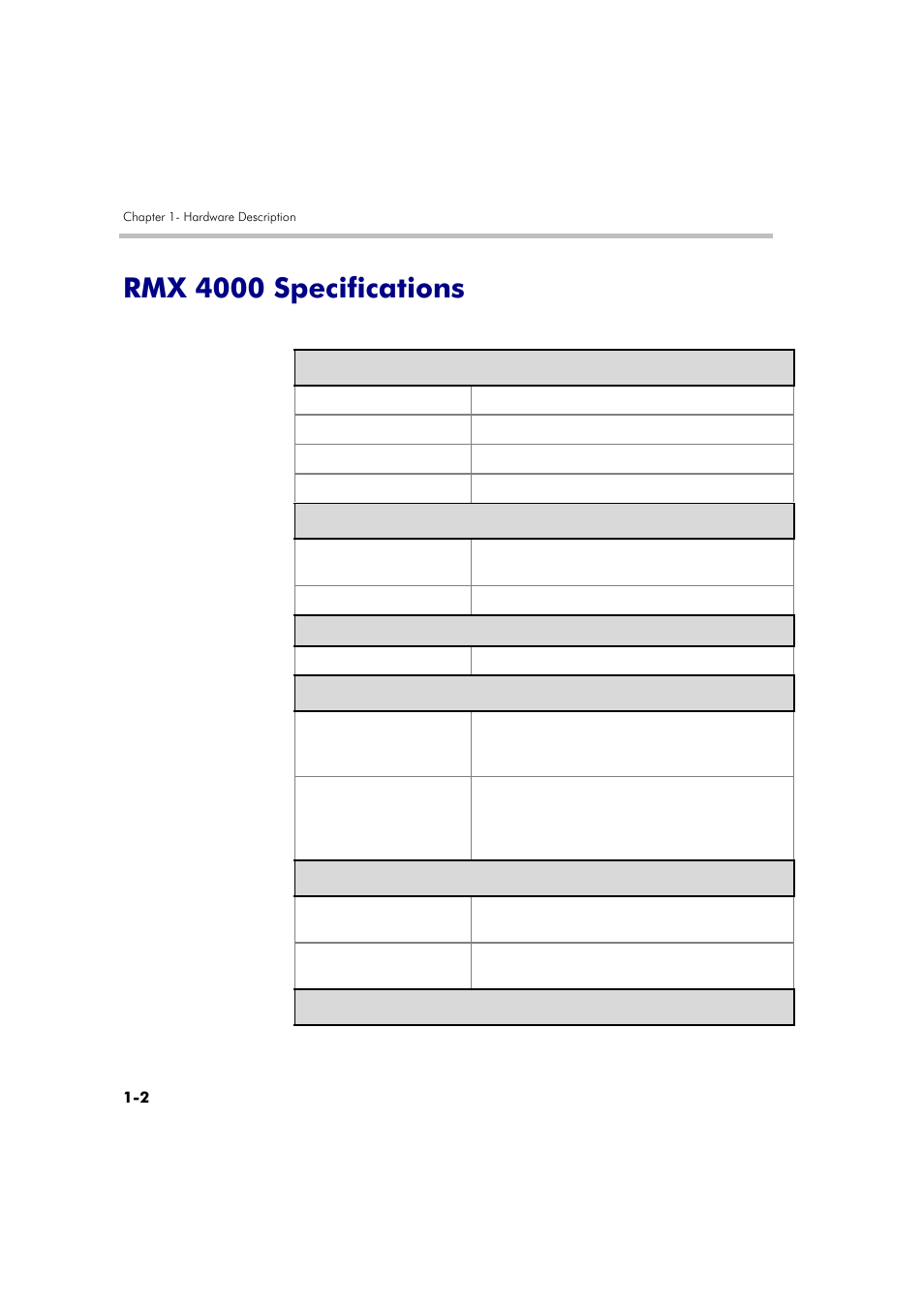 Rmx 4000 specifications, Rmx 4000 specifications -2 | Polycom DOC2559A User Manual | Page 8 / 65