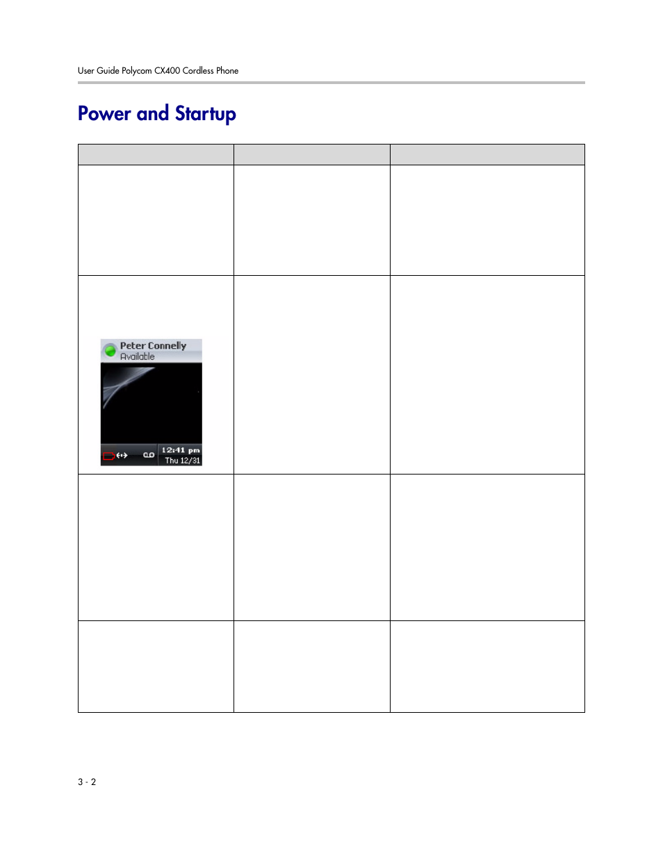 Power and startup, Power and startup –2 | Polycom CX400 User Manual | Page 28 / 42