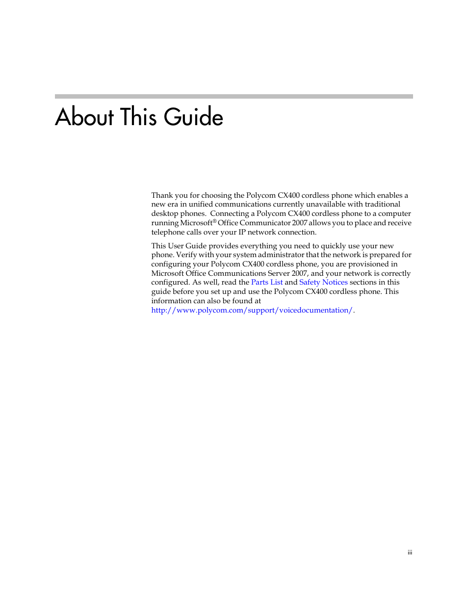 About this guide | Polycom CX400 User Manual | Page 3 / 42