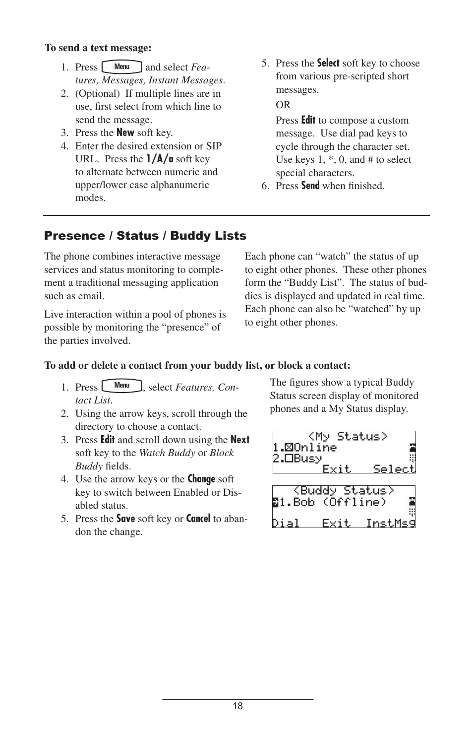 Presence / status / buddy lists | Polycom SOUNDPOINT IP 300 User Manual | Page 21 / 30