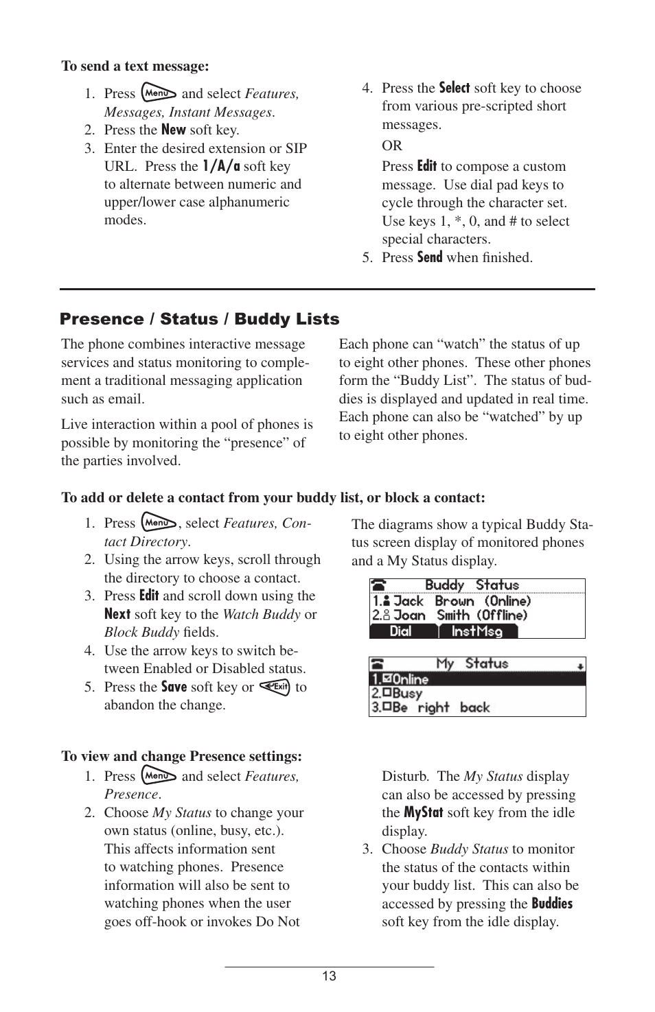 Presence / status / buddy lists | Polycom SoundStation IP 4000 SIP 1.6 User Manual | Page 16 / 24