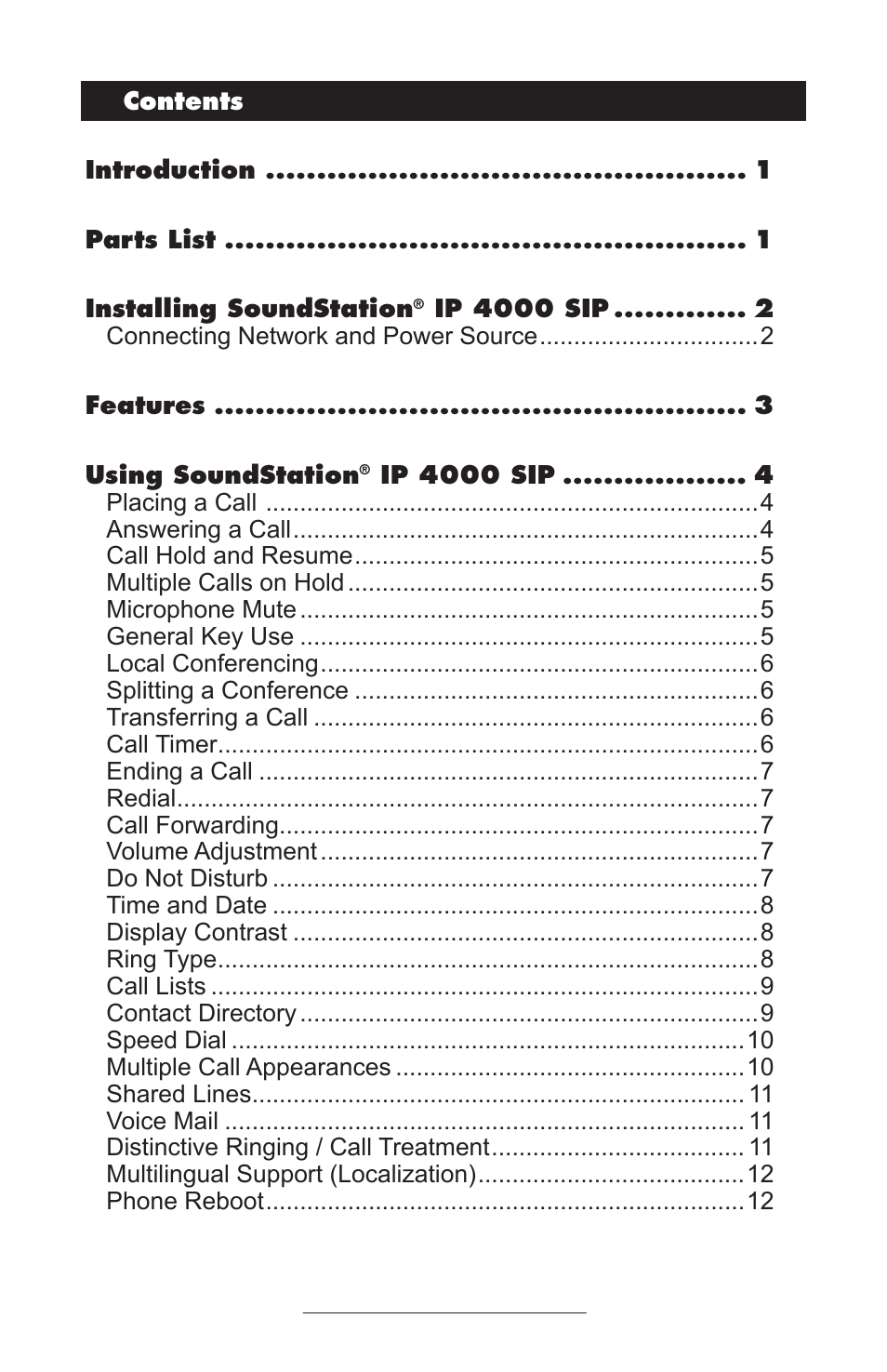 Polycom SoundStation IP 4000 SIP 1.6 User Manual | Page 2 / 24