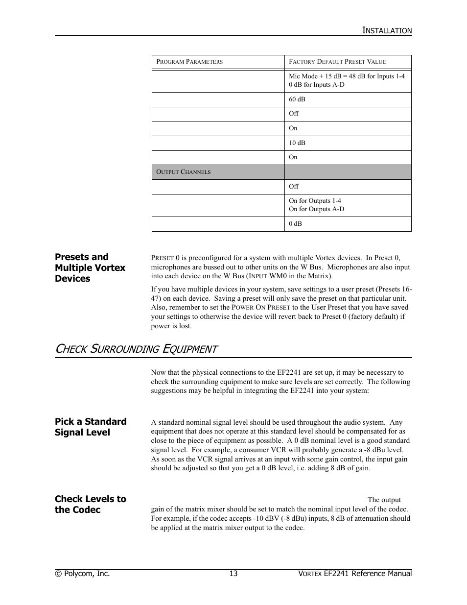 Heck, Urrounding, Quipment | Polycom EF2241 User Manual | Page 15 / 68