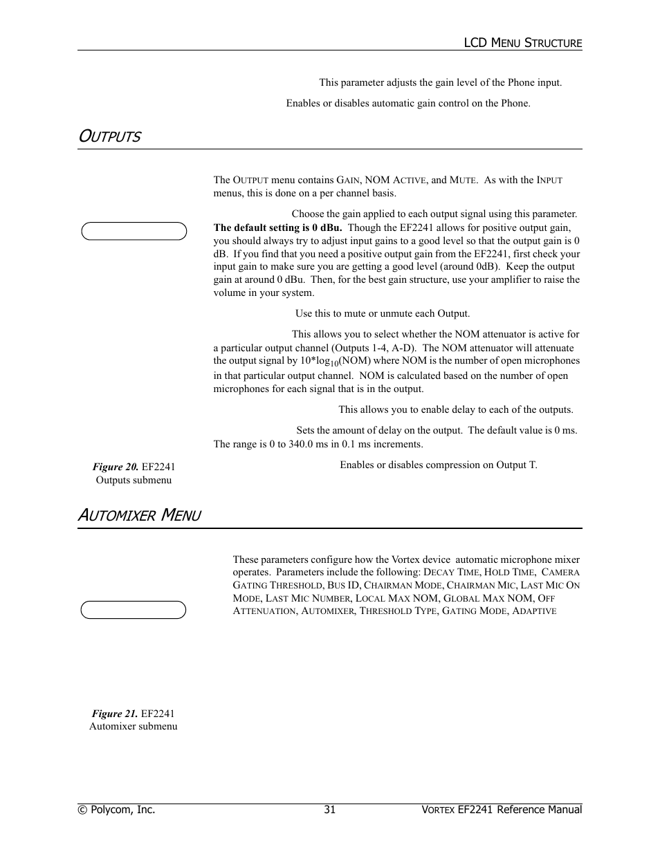 Utputs, Utomixer | Polycom EF2241 User Manual | Page 33 / 68