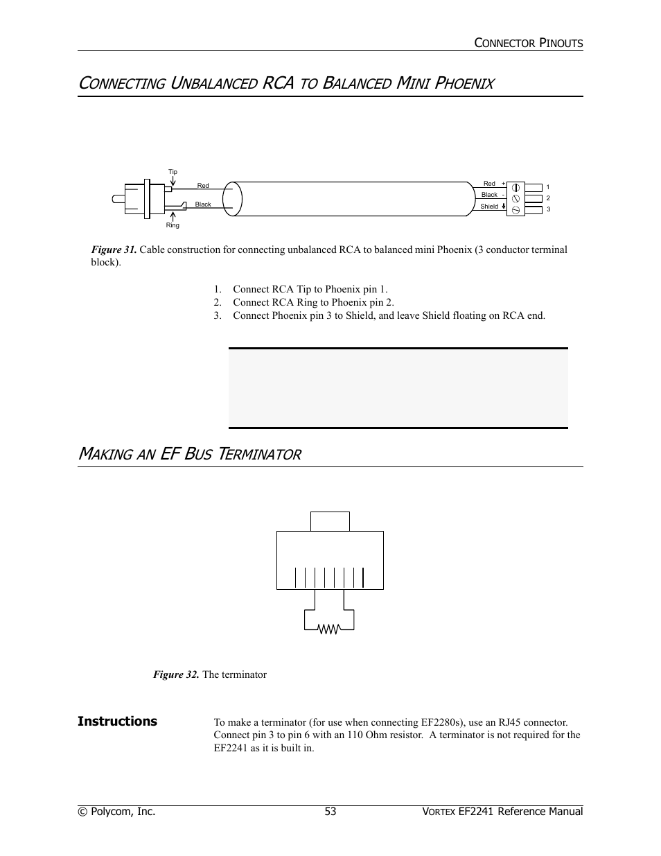 Ef b, Onnecting, Nbalanced | Alanced, Hoenix, Aking, Erminator | Polycom EF2241 User Manual | Page 57 / 68