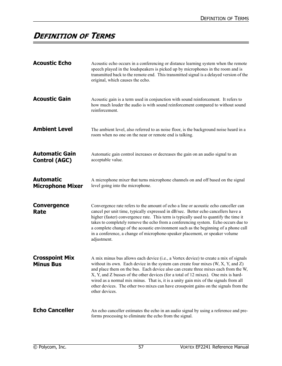 Efinition, Erms | Polycom EF2241 User Manual | Page 61 / 68