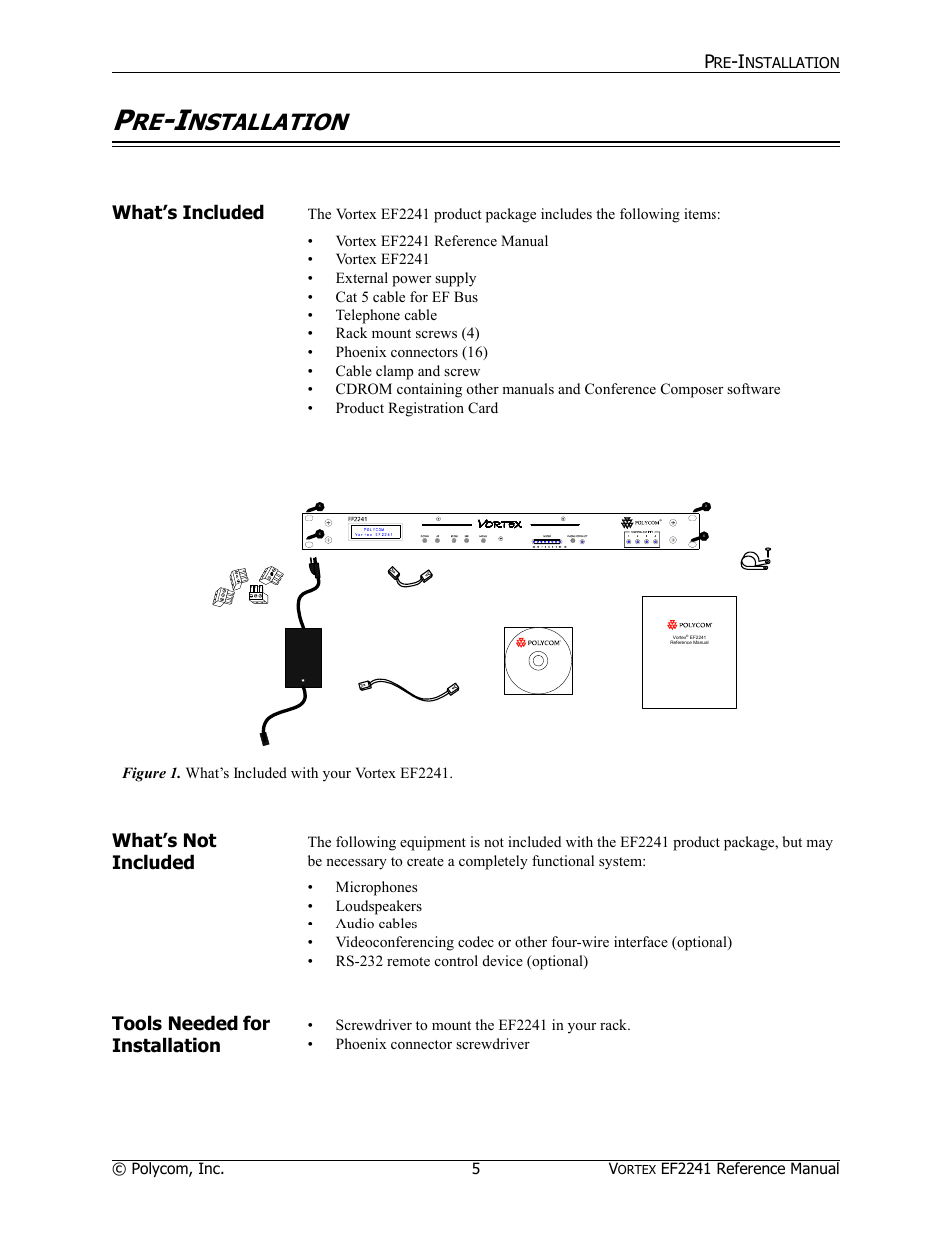 Nstallation, What’s included, What’s not included | Tools needed for installation | Polycom EF2241 User Manual | Page 7 / 68