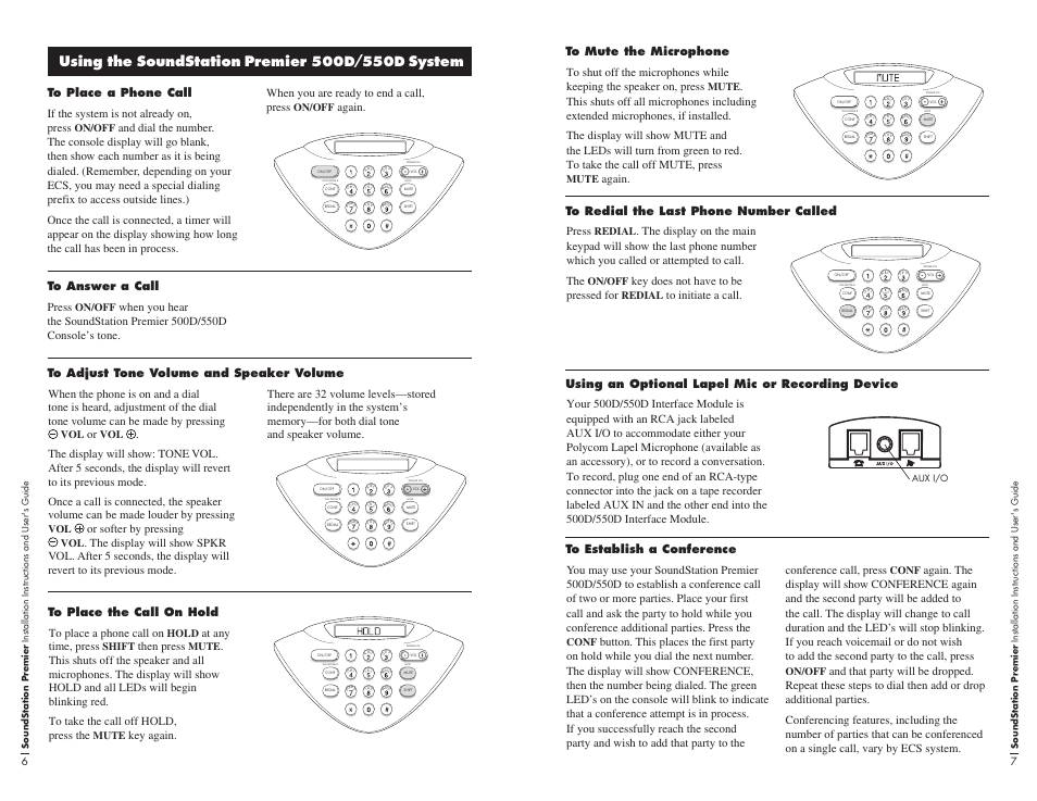 Or softer by pressing, Again. to answer a call press, At any time, press | Then press, Key again. to place the call on hold, Again. to mute the microphone press, Key does not have to be pressed for | Polycom AVAYA 500D User Manual | Page 6 / 11