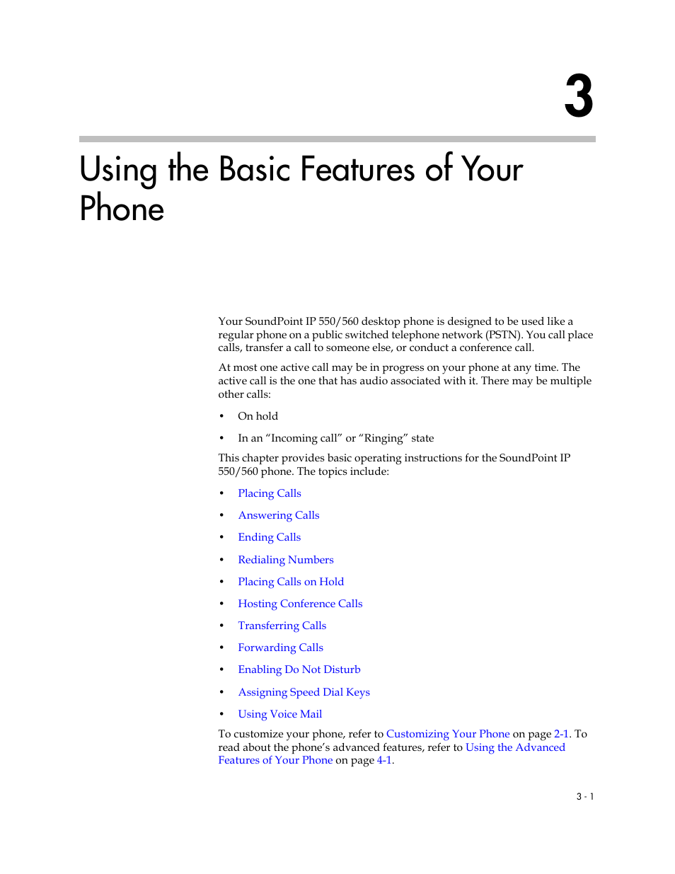 Using the basic features of your phone, 3 using the basic features of your phone –1, Using the basic features of your | Phone, Using the basic features of, Your phone | Polycom SoundPoint IP 560 User Manual | Page 51 / 108