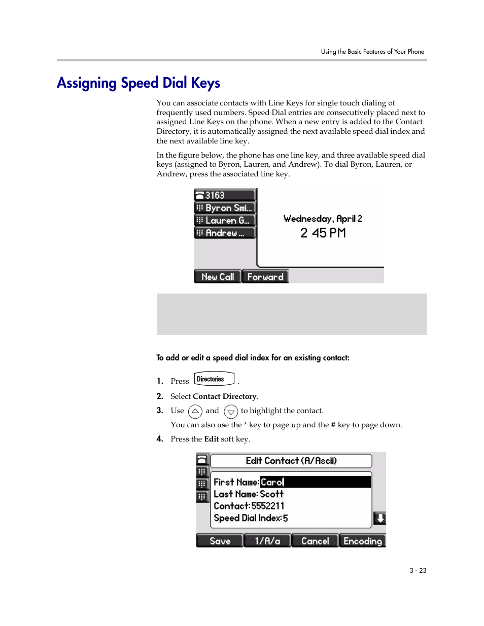 Assigning speed dial keys, Assigning speed dial keys –23 | Polycom SoundPoint IP 560 User Manual | Page 73 / 108