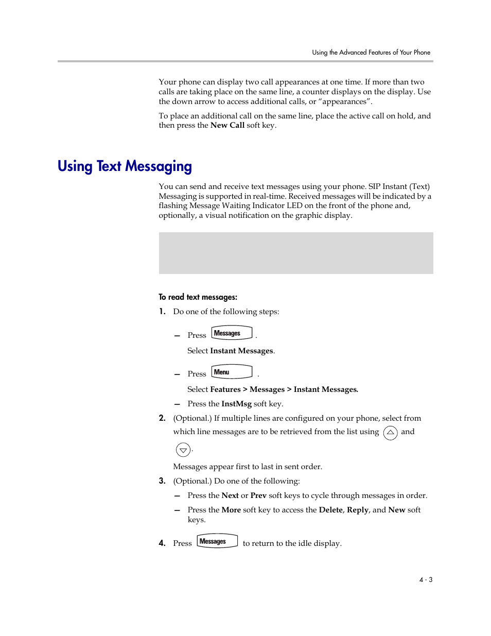 Using text messaging, Using text messaging –3 | Polycom SoundPoint IP 560 User Manual | Page 79 / 108