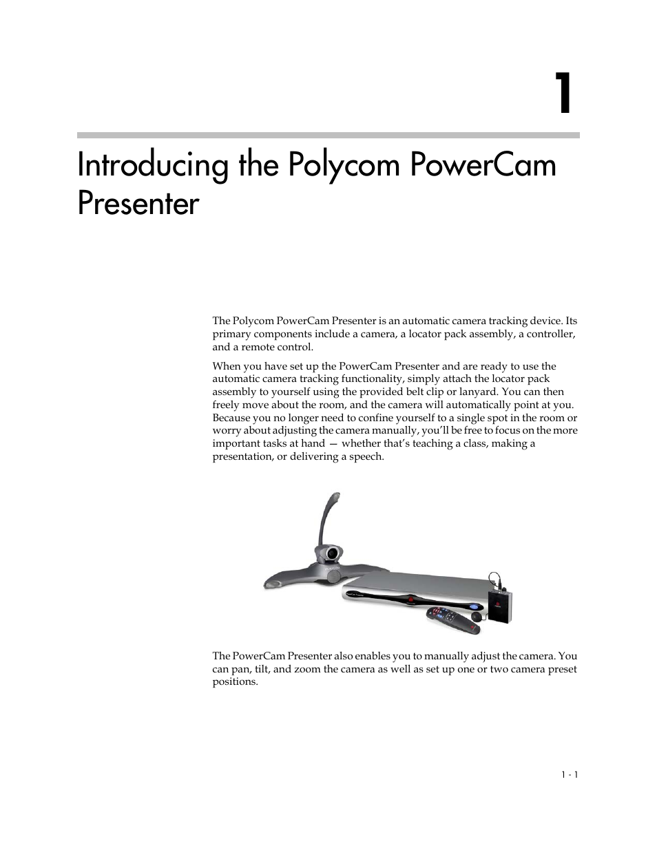 Introducing the polycom powercam presenter, Introducing the polycom powercam presenter -1 | Polycom 3725-24004-001/A User Manual | Page 7 / 52