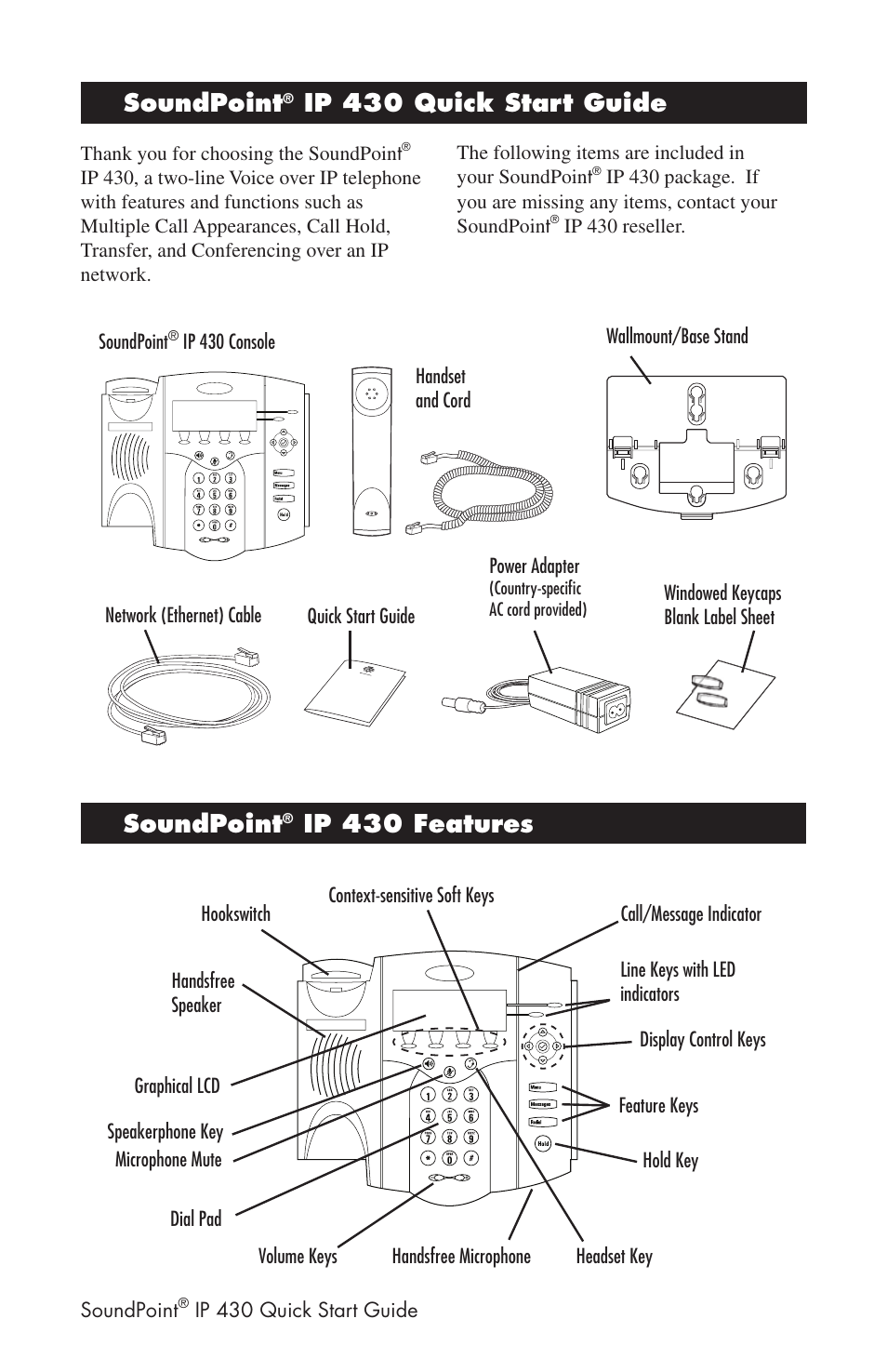 Polycom SoundPoint IP 430 User Manual | 4 pages