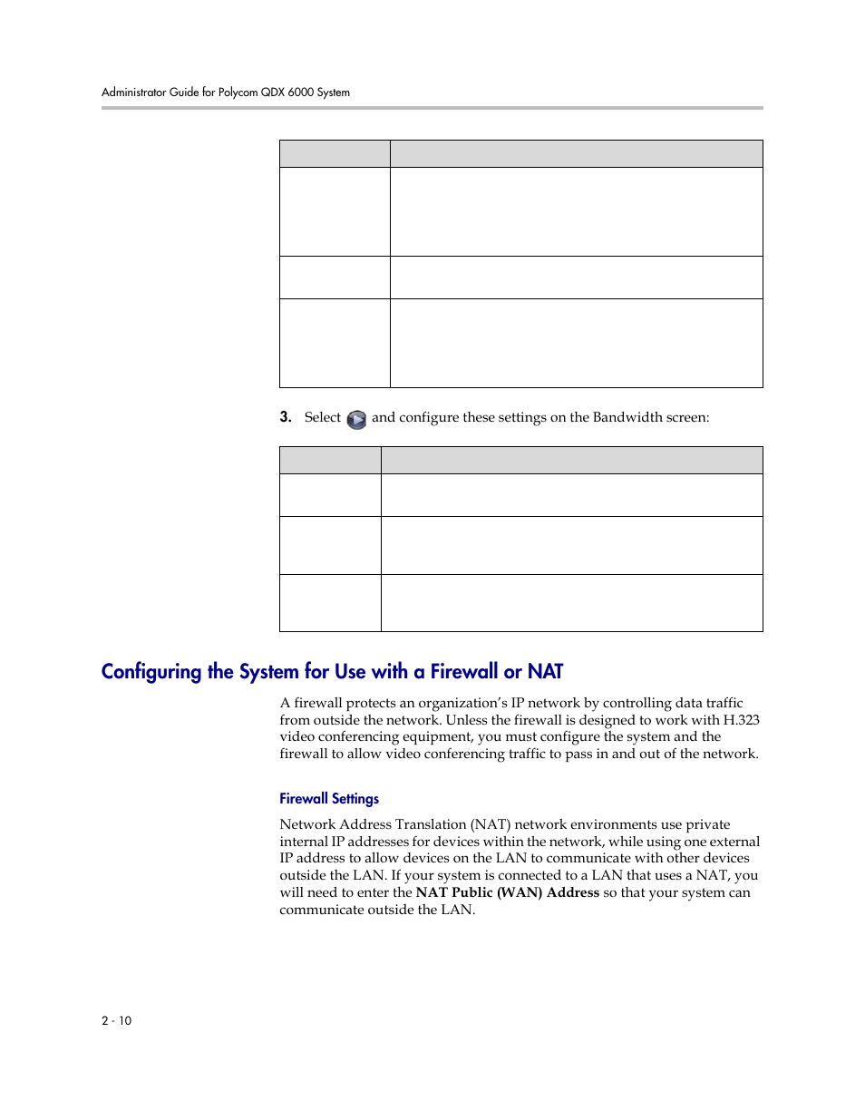 Firewall settings, Firewall settings -10 | Polycom 6000 User Manual | Page 22 / 126