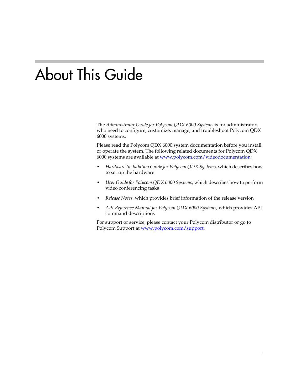 About this guide | Polycom 6000 User Manual | Page 3 / 126